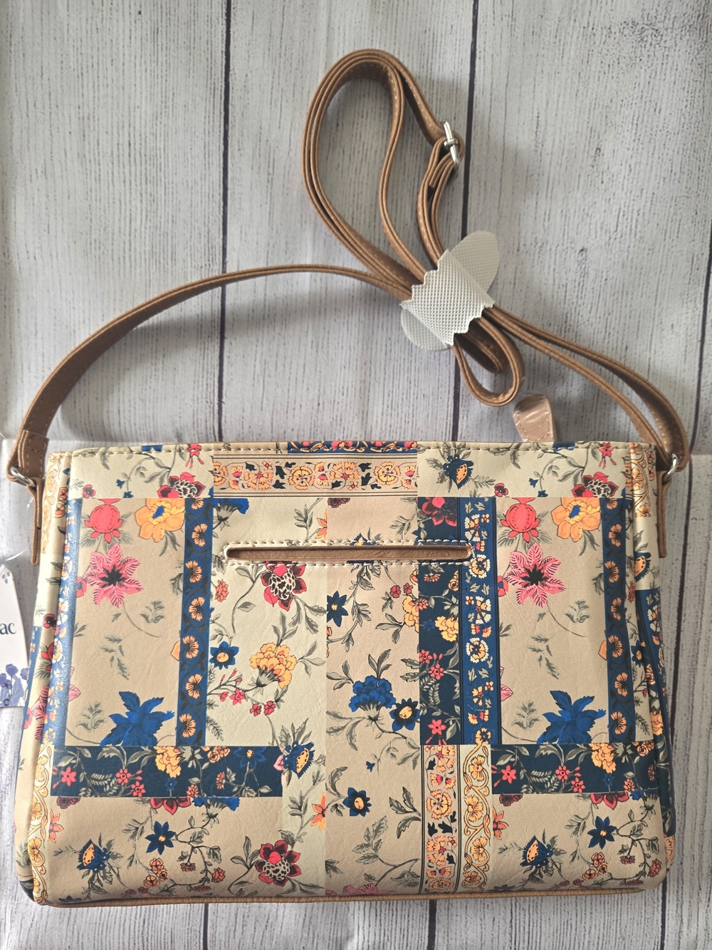 Floral Patchwork Crossbody Bag - Beige